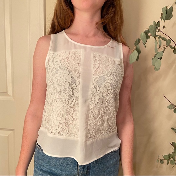 White Lacy Formal Blouse - Picture 3 of 4